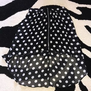 Black and white polka dot skirt with zipper